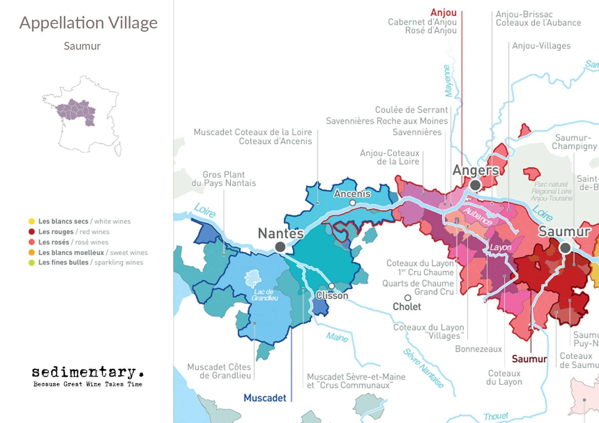 Saumur Wine Map Loire Valley Wine Region, Situated At 47°N In